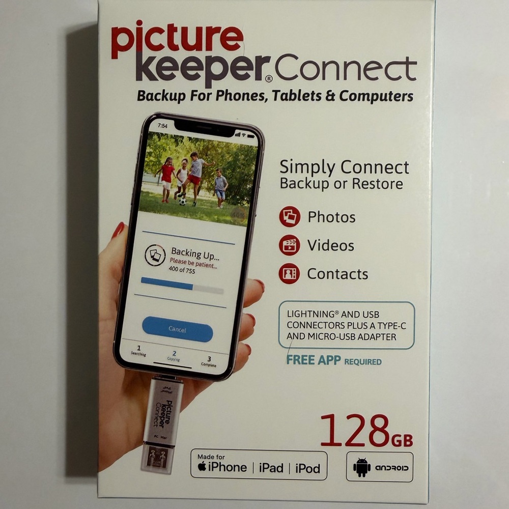 Picture Keeper Connect. Backup For Phones, Tablets & Computers 128GB Silver